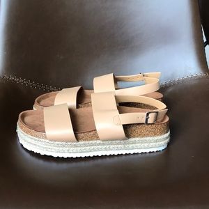 Cork/rope bottom platform sandals